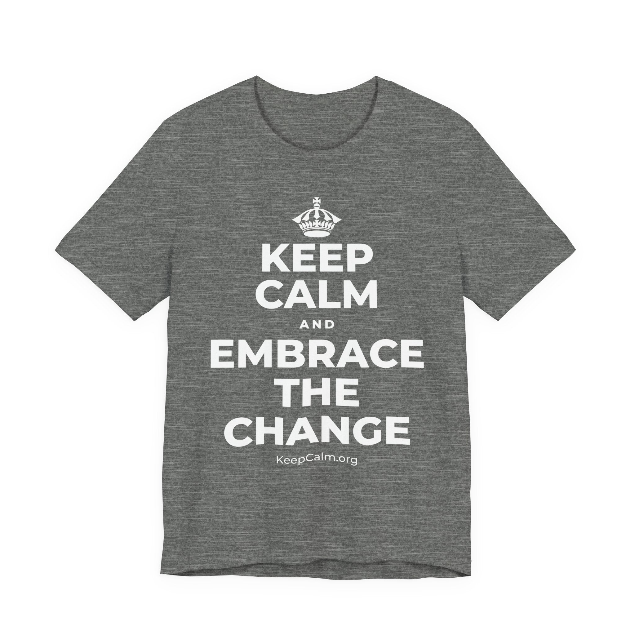 KEEP CALM AND EMBRACE THE CHANGE T-Shirt (Baby Blue–Silver)