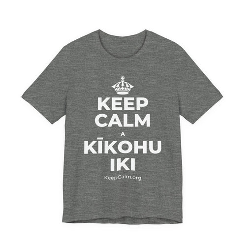 KEEP CALM A KĪKOHU IKI T-Shirt (Baby Blue–Silver)