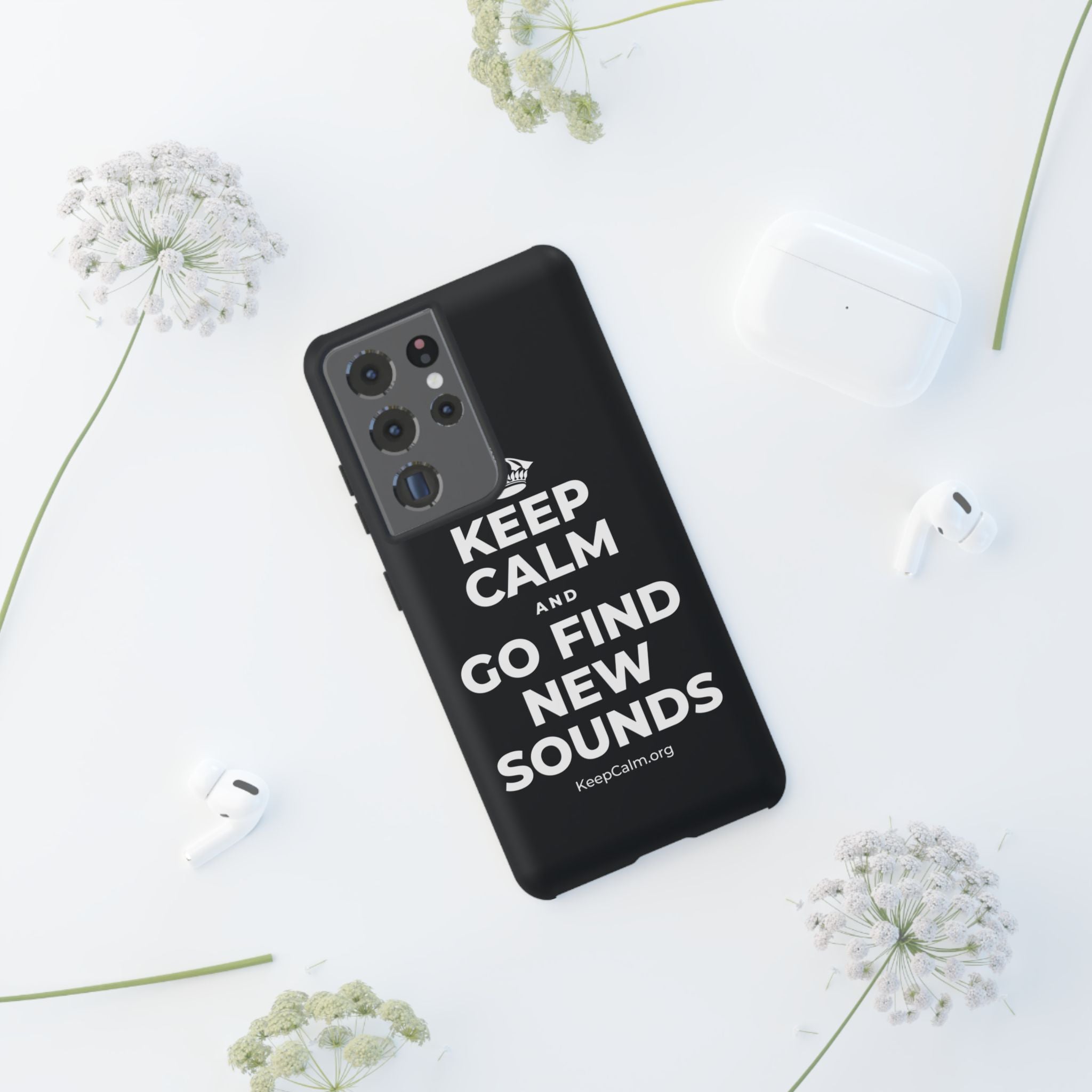 KEEP CALM AND GO FIND NEW SOUNDS Phone Case (Dark)