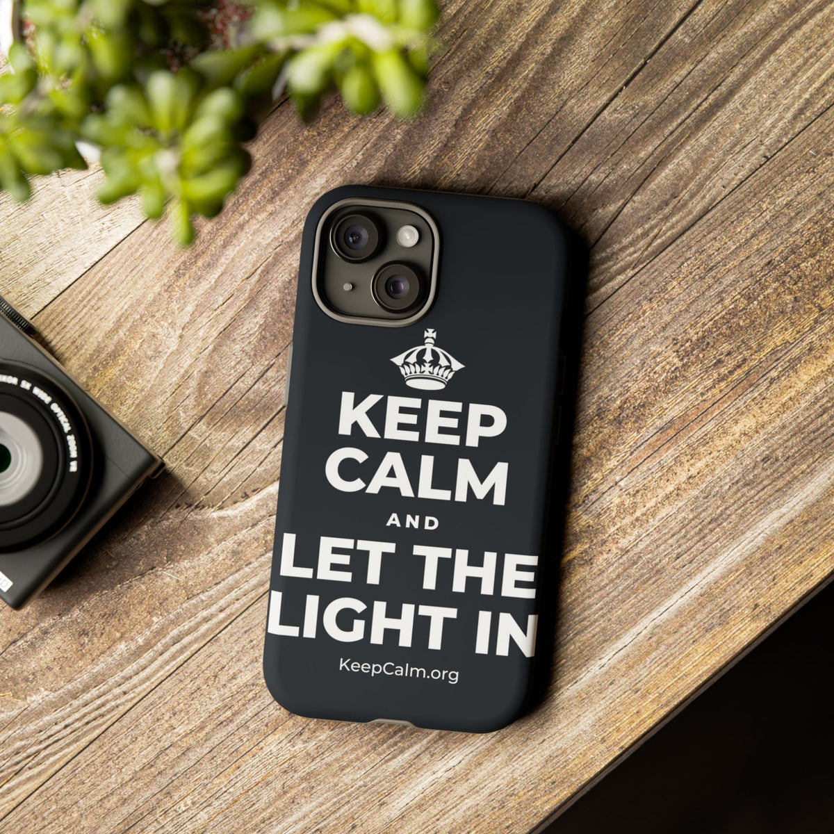 KEEP CALM AND LET THE LIGHT IN Phone Case (Dark)