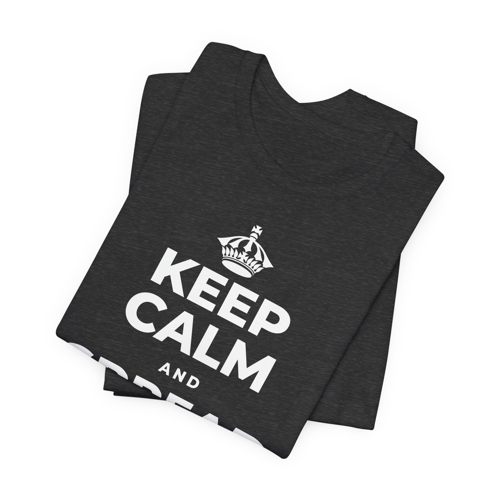 KEEP CALM AND SPREAD SOME JOY T-Shirt (White–Asphalt)