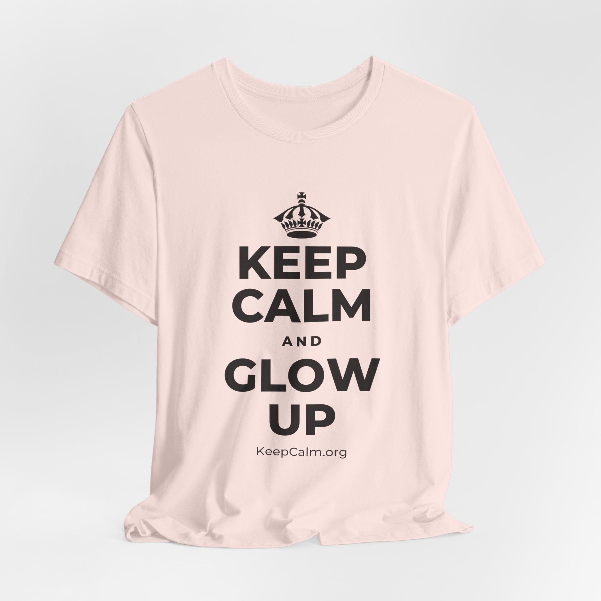 KEEP CALM AND GLOW UP T-Shirt (Soft Cream–Heather Mauve)