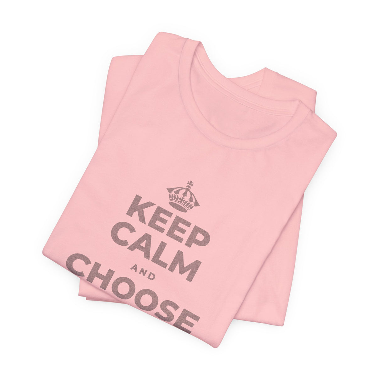 KEEP CALM AND CHOOSE PRESENCE OVER PRESENTS T-Shirt (White–Asphalt)