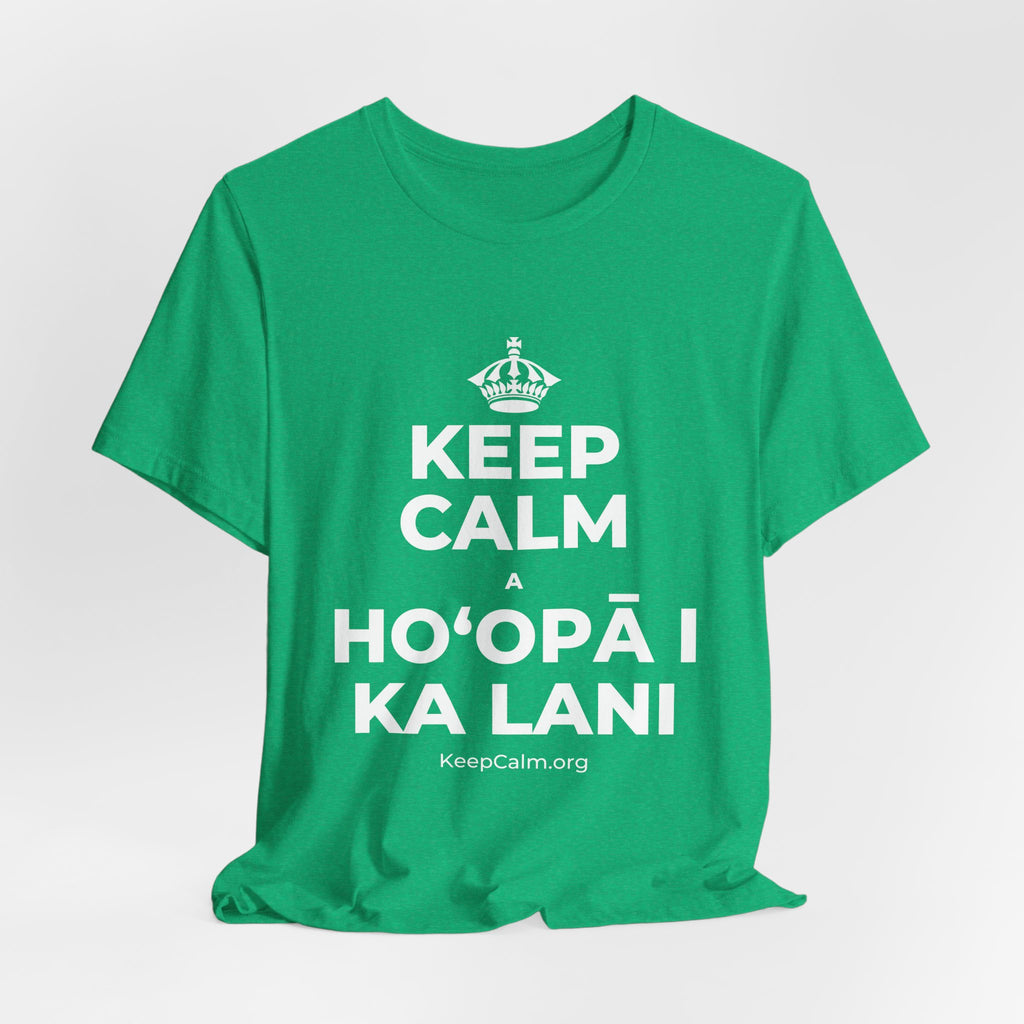 KEEP CALM A HOʻOPĀ I KA LANI T-Shirt (Baby Blue–Silver)