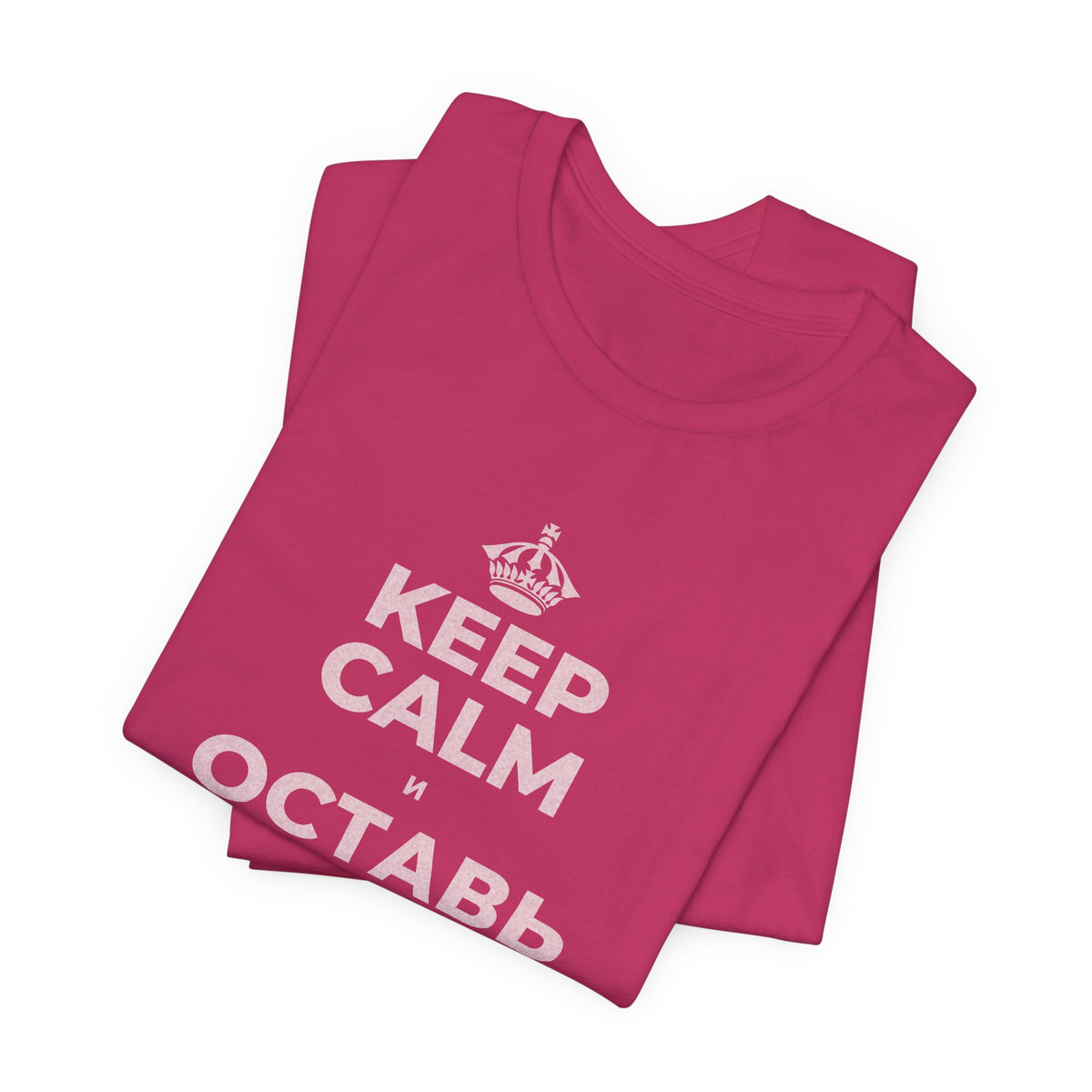 KEEP CALM И ОСТАВЬ РАБОТУ НА РАБОТЕ T-Shirt (Baby Blue–Silver)