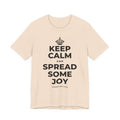 KEEP CALM AND SPREAD SOME JOY T-Shirt (Soft Cream–Heather Mauve)