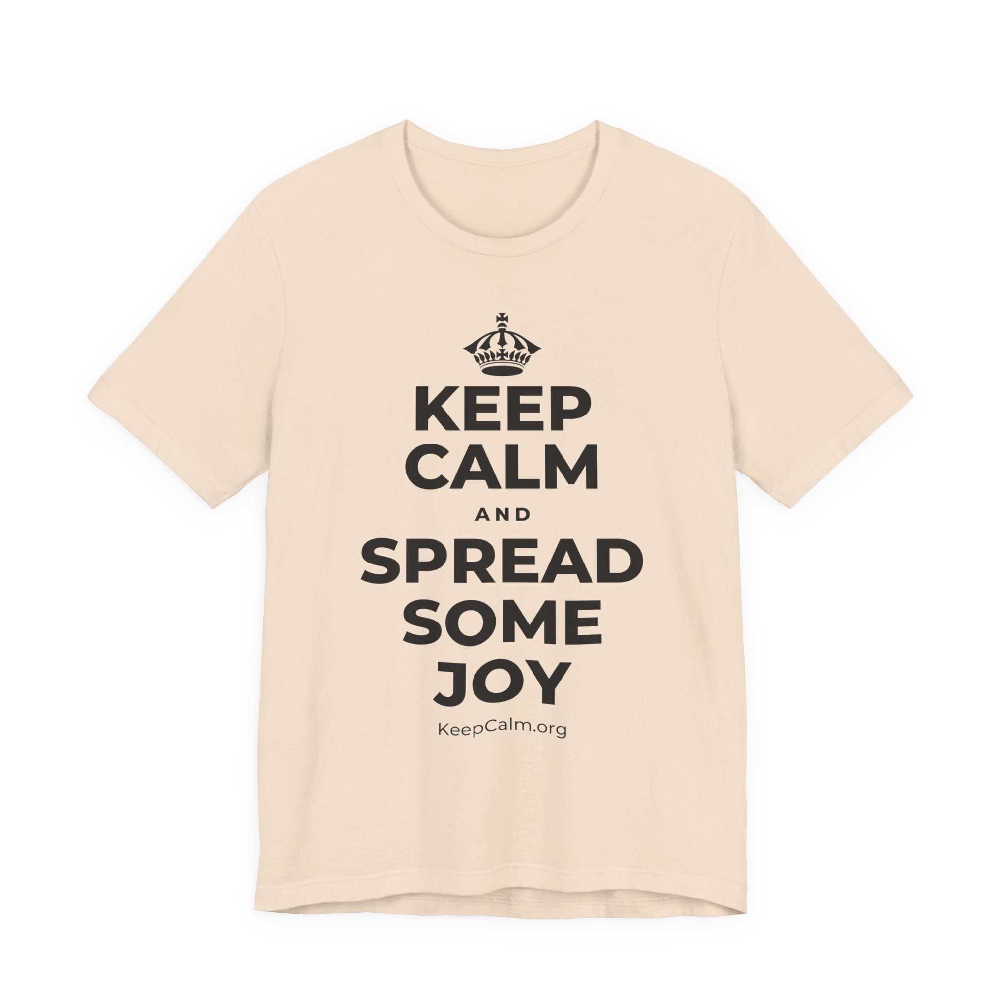 KEEP CALM AND SPREAD SOME JOY T-Shirt (Soft Cream–Heather Mauve)