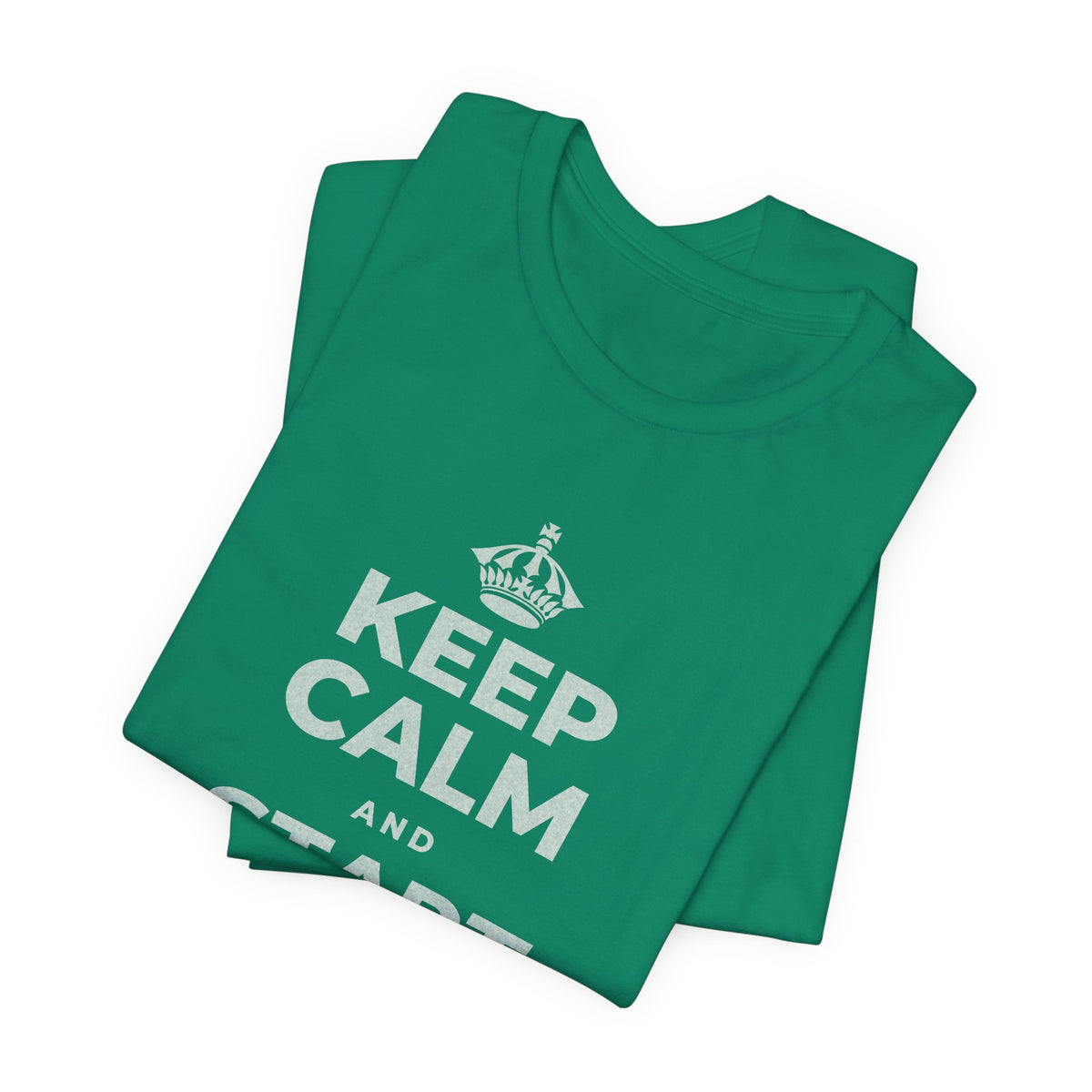 KEEP CALM AND START WHERE YOU ARE T-Shirt (White–Asphalt)