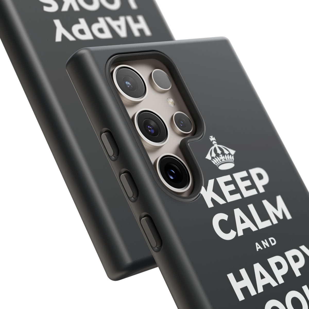 KEEP CALM AND HAPPY LOOKS GOOD ON YOU Phone Case (Dark)