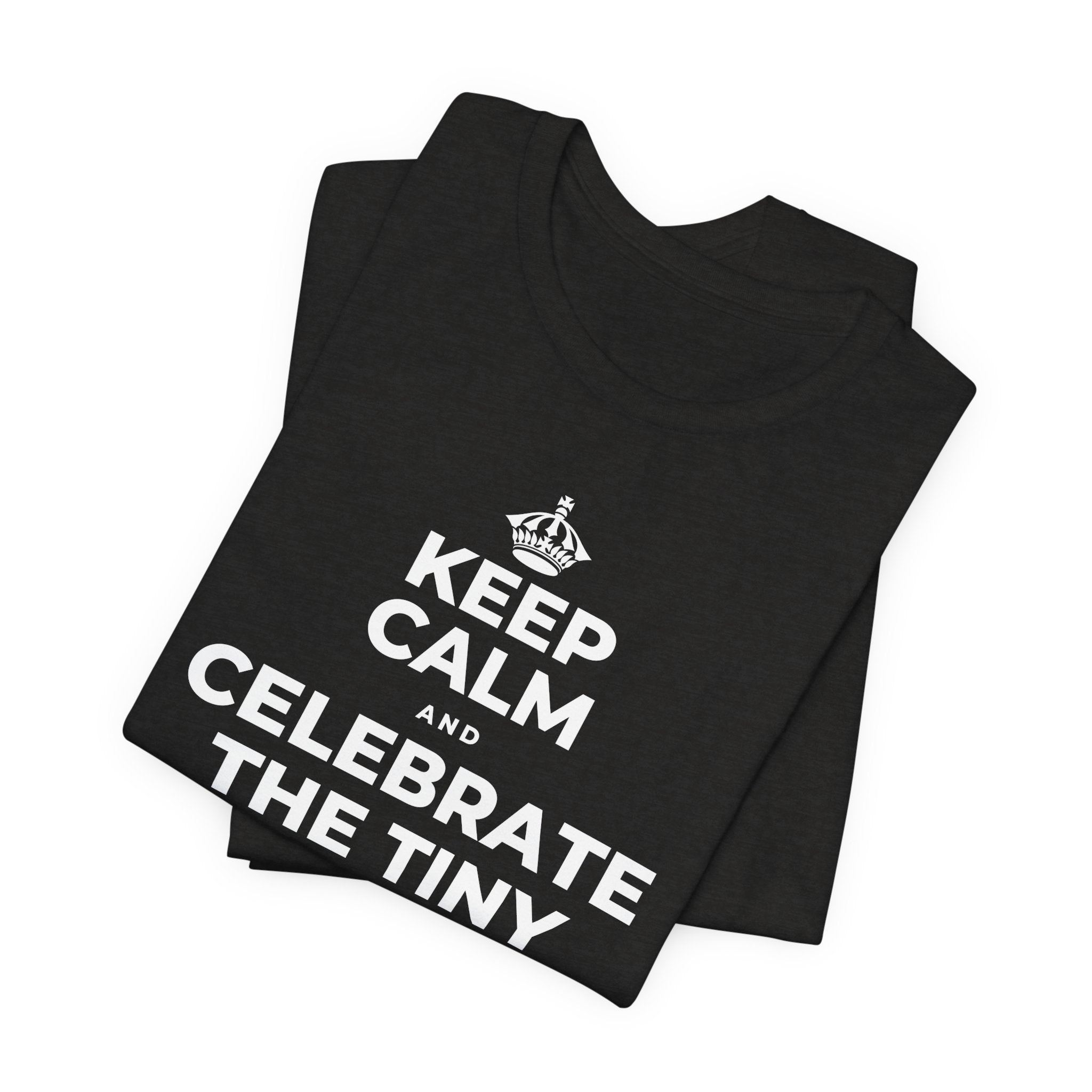 KEEP CALM AND CELEBRATE THE TINY VICTORIES EVERY SINGLE DAY T-Shirt (Soft Cream–Heather Mauve)