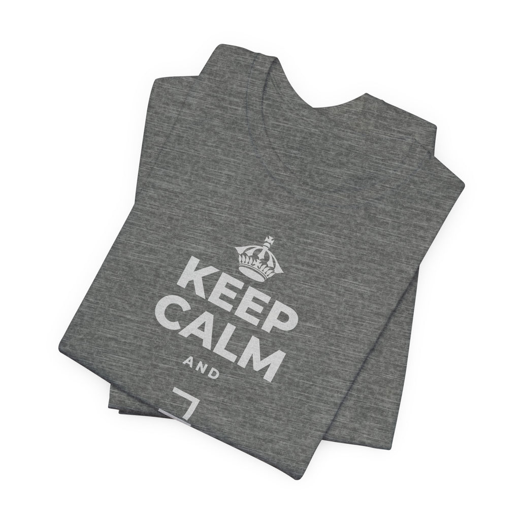 KEEP CALM AND 그 질문을 해요 T-Shirt (Baby Blue–Silver)