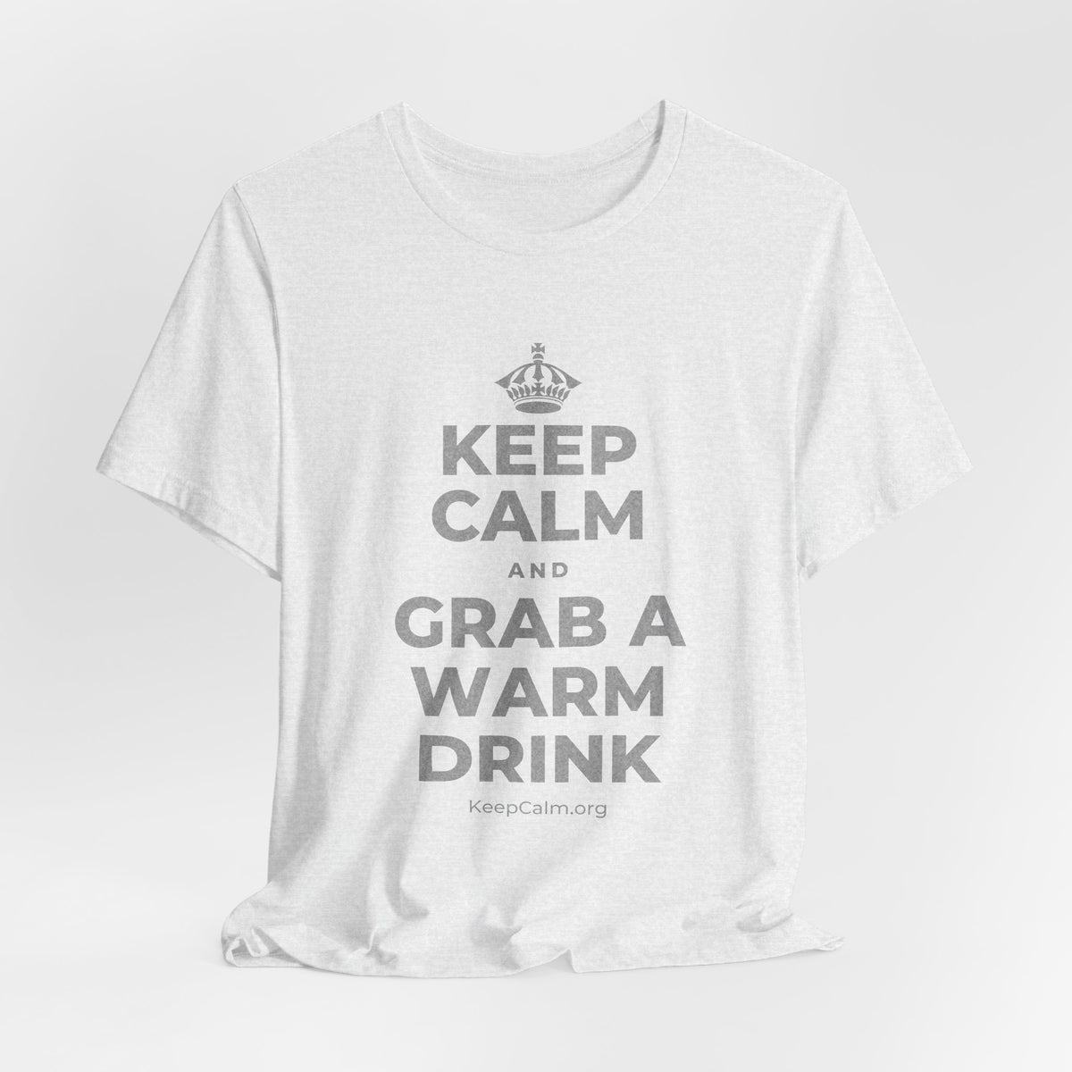 KEEP CALM AND GRAB A WARM DRINK T-Shirt (Soft Cream–Heather Mauve)