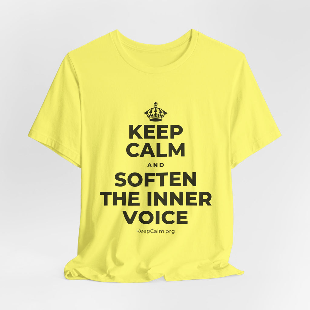 KEEP CALM AND SOFTEN THE INNER VOICE T-Shirt (Soft Cream–Heather Mauve)