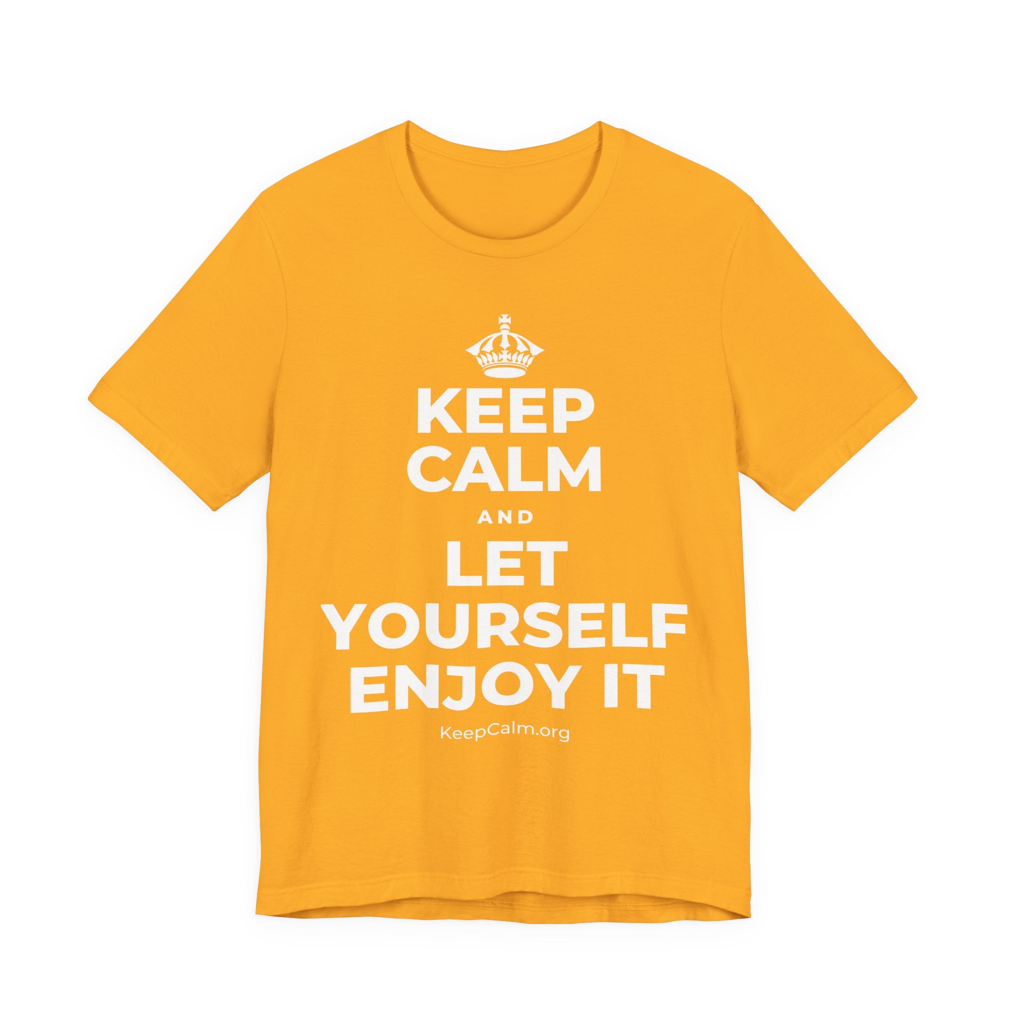 KEEP CALM AND LET YOURSELF ENJOY IT T-Shirt (Baby Blue–Silver)