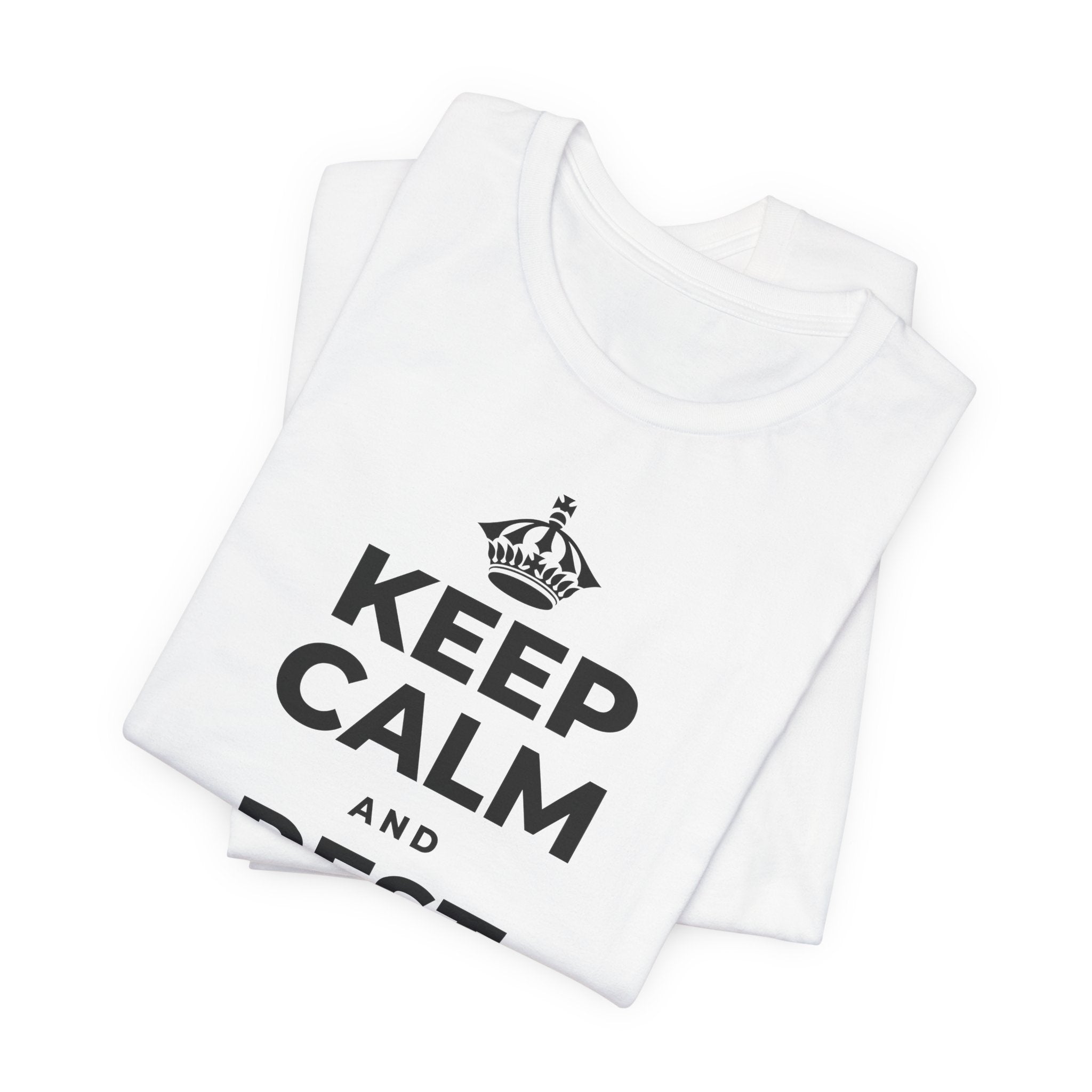 KEEP CALM AND REST YOUR EYES T-Shirt (White–Asphalt)