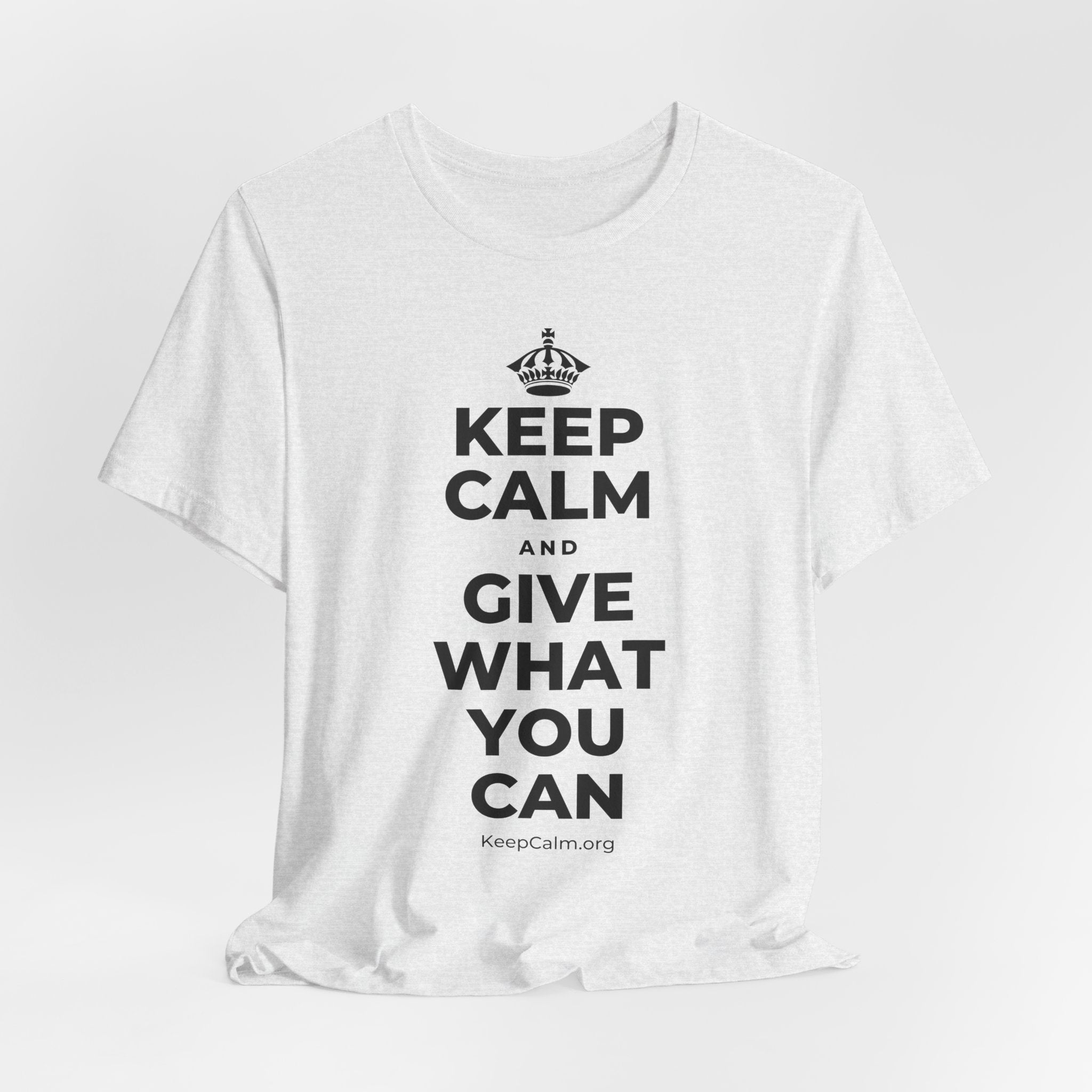 KEEP CALM AND GIVE WHAT YOU CAN T-Shirt (Soft Cream–Heather Mauve)