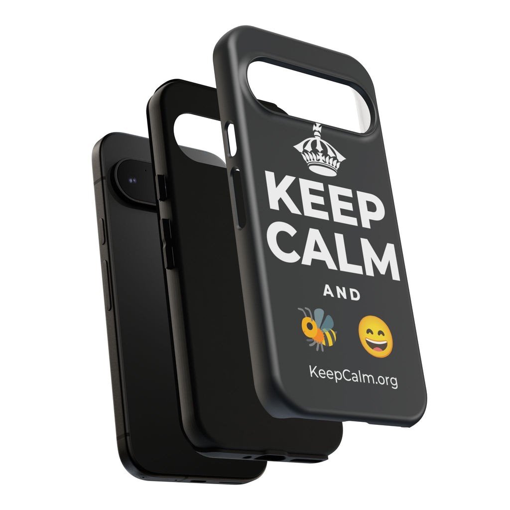 KEEP CALM AND 🐝 😄 Phone Case (Dark)