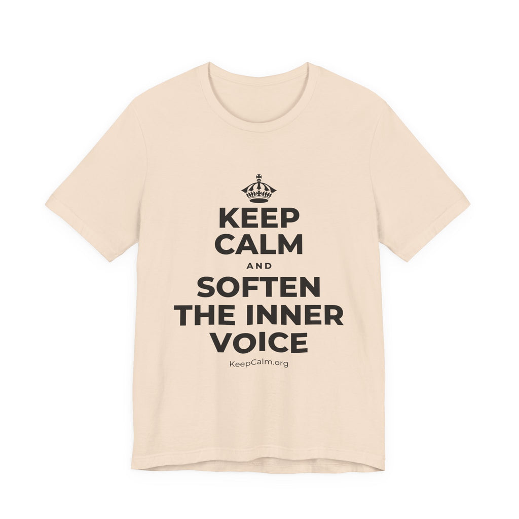 KEEP CALM AND SOFTEN THE INNER VOICE T-Shirt (Soft Cream–Heather Mauve)