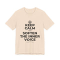 KEEP CALM AND SOFTEN THE INNER VOICE T-Shirt (Soft Cream–Heather Mauve)