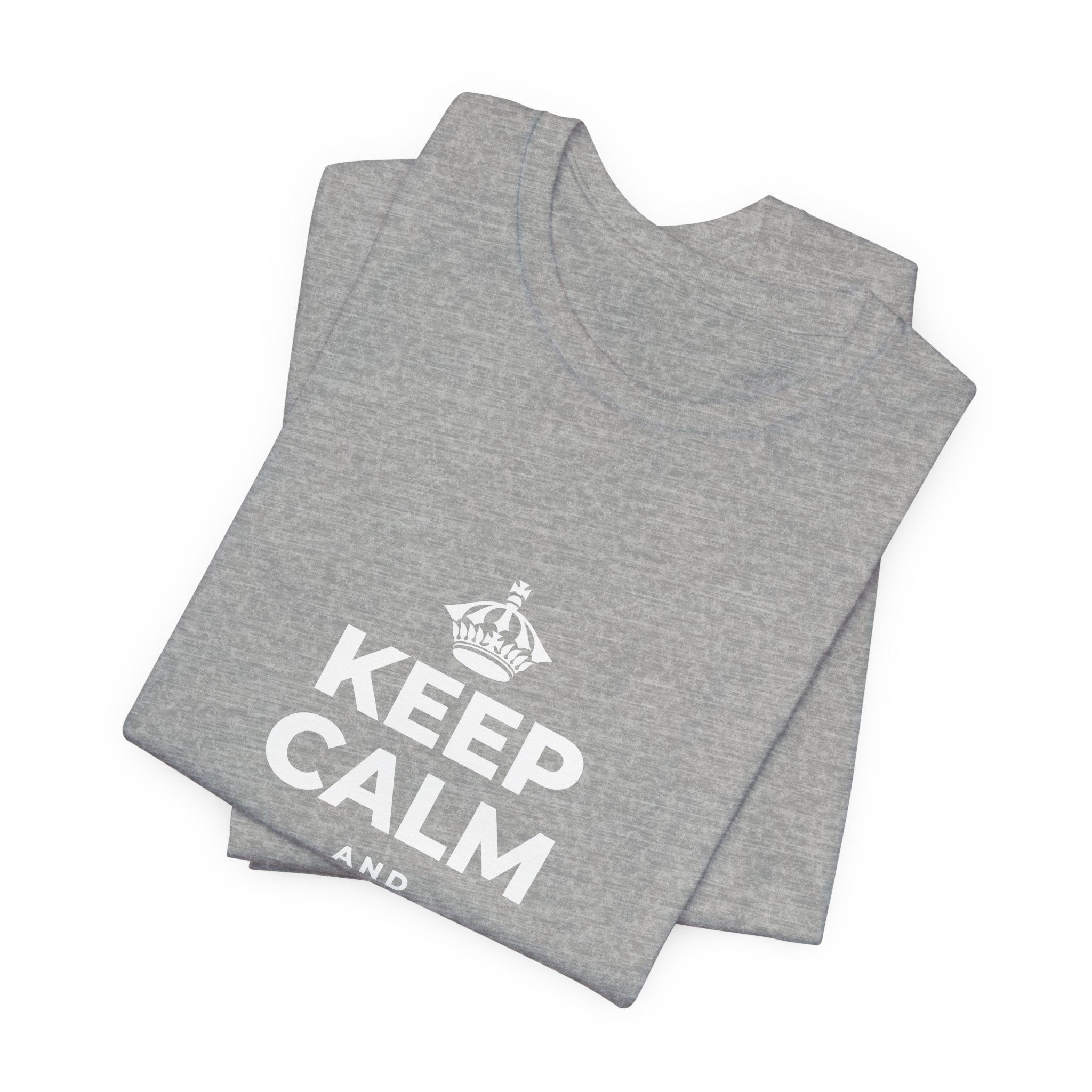 KEEP CALM AND GLOW TOGETHER T-Shirt (White–Asphalt)