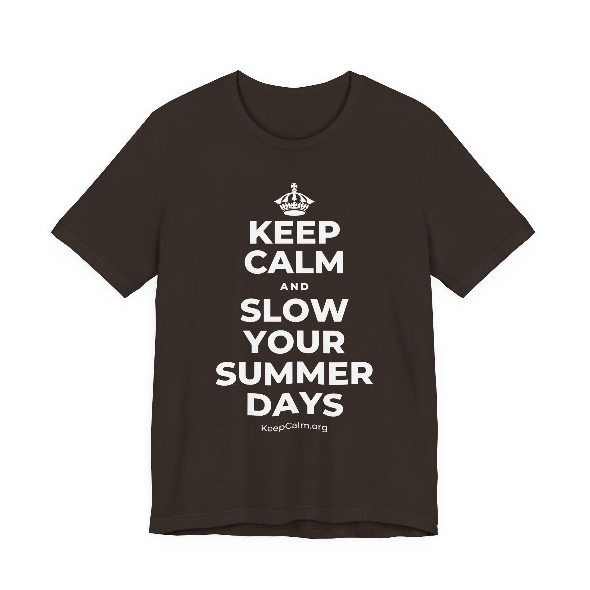 KEEP CALM AND SLOW YOUR SUMMER DAYS T-Shirt (Soft Cream–Heather Mauve)