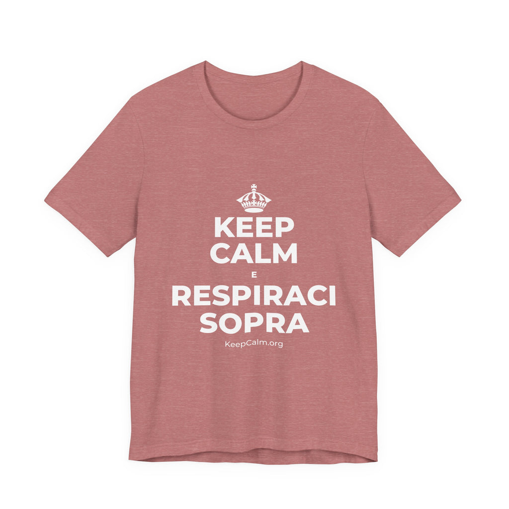 KEEP CALM E RESPIRACI SOPRA T-Shirt (Soft Cream–Heather Mauve)
