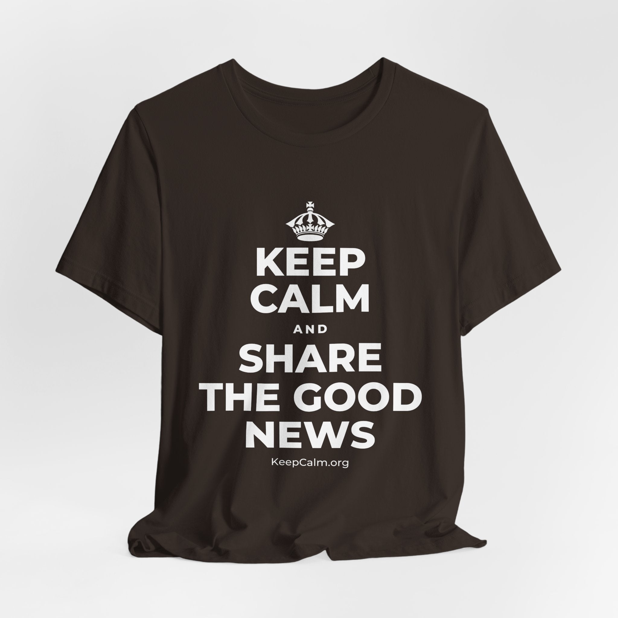 KEEP CALM AND SHARE THE GOOD NEWS T-Shirt (Soft Cream–Heather Mauve)