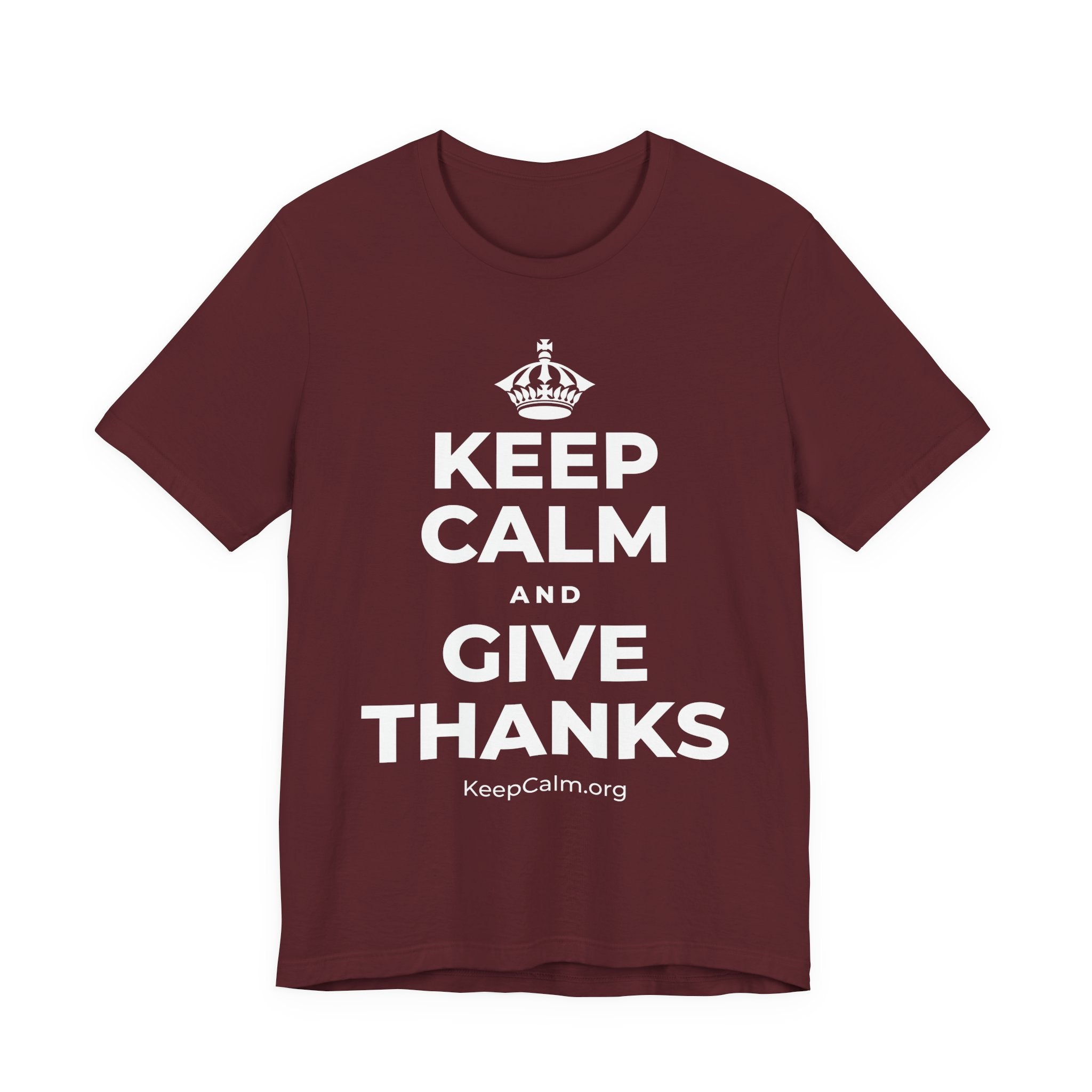 KEEP CALM AND GIVE THANKS T-Shirt (Baby Blue–Silver)