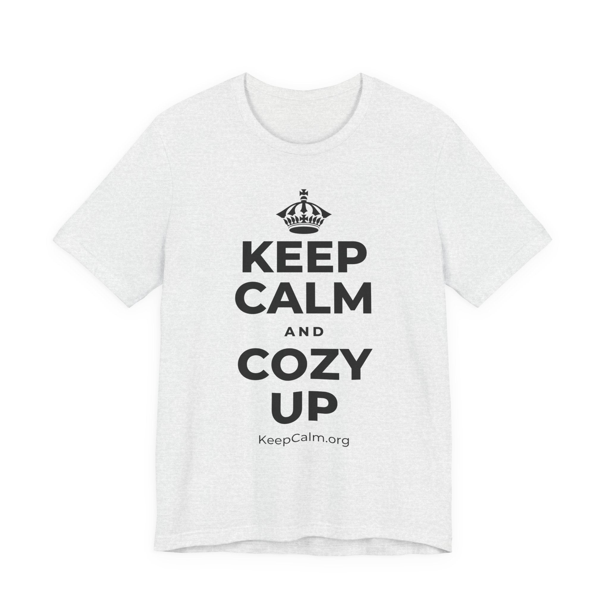 KEEP CALM AND COZY UP T-Shirt (Soft Cream–Heather Mauve)