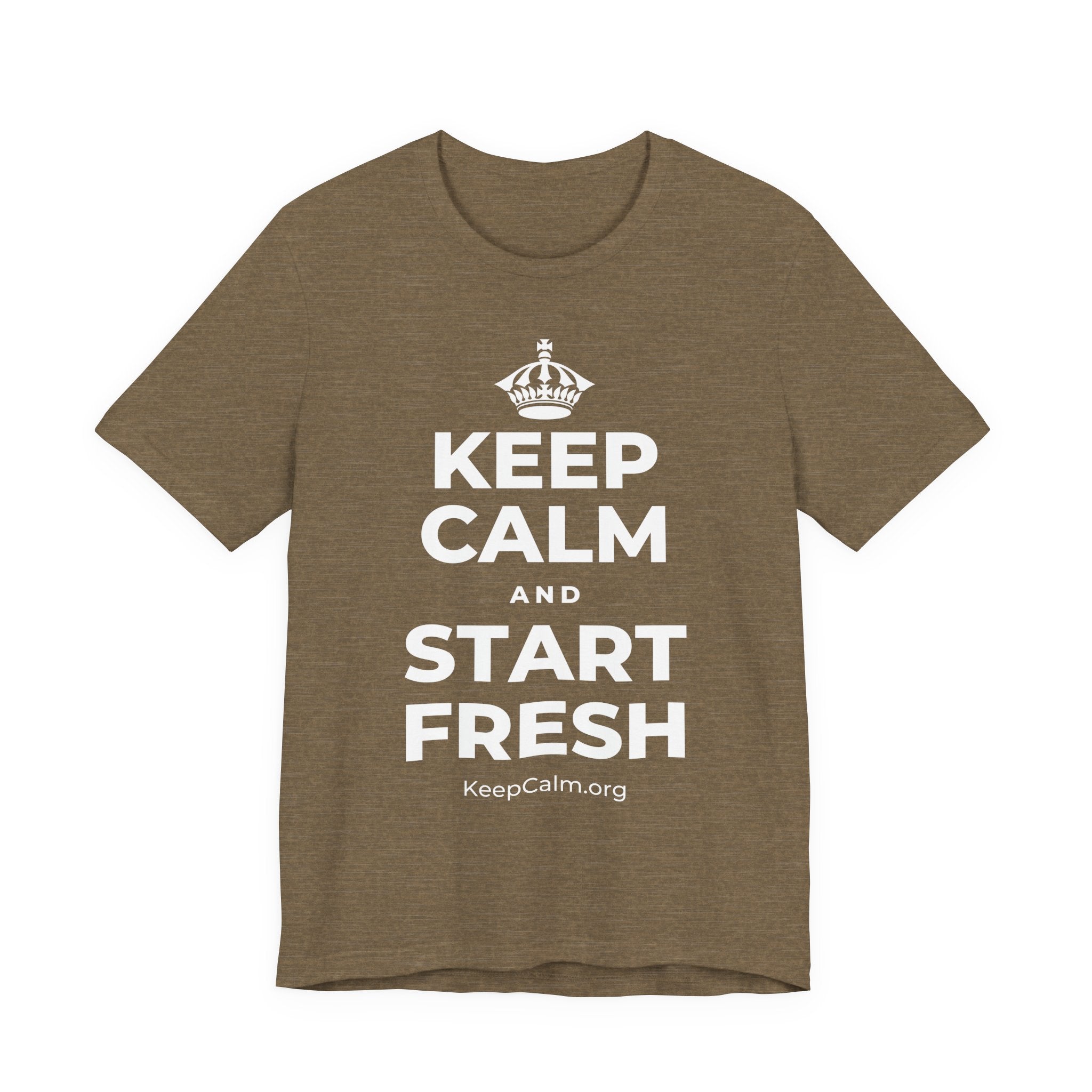 KEEP CALM AND START FRESH T-Shirt (Soft Cream–Heather Mauve)