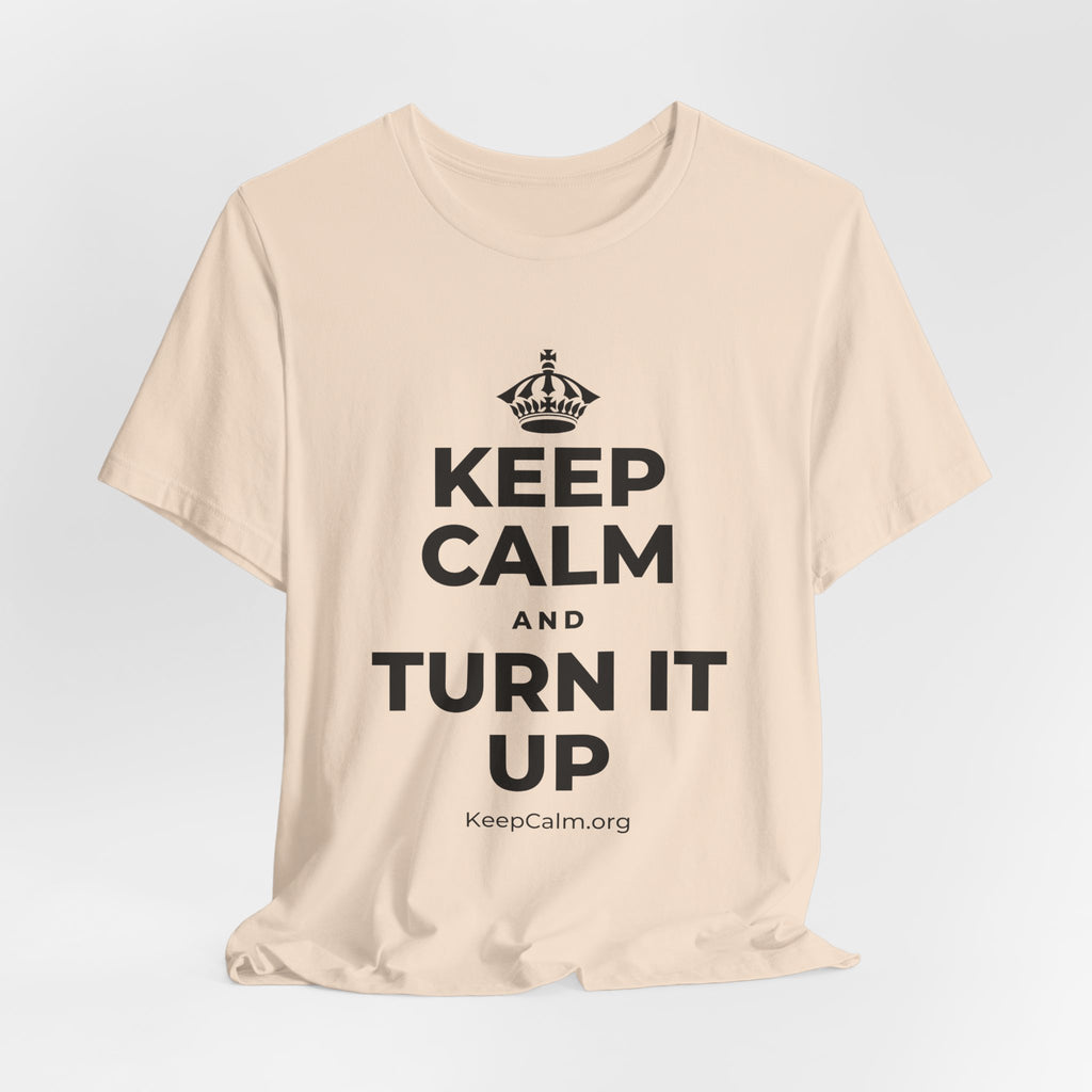 KEEP CALM AND TURN IT UP T-Shirt (Soft Cream–Heather Mauve)
