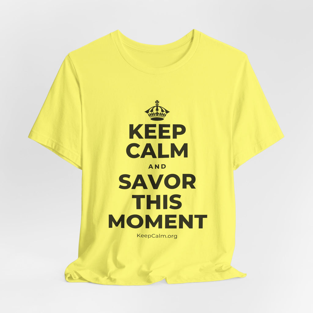 KEEP CALM AND SAVOR THIS MOMENT T-Shirt (Soft Cream–Heather Mauve)