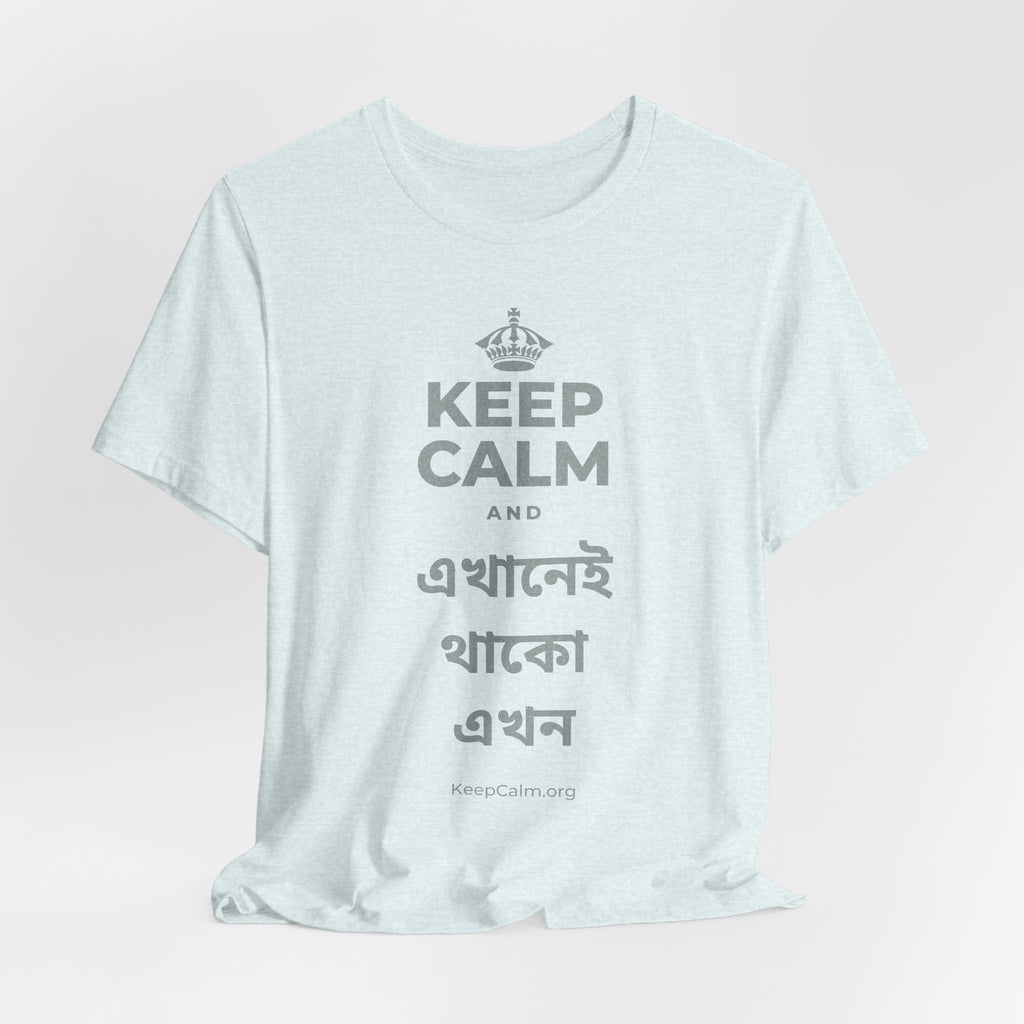 KEEP CALM AND এখানেই থাকো এখন T-Shirt (Soft Cream–Heather Mauve)