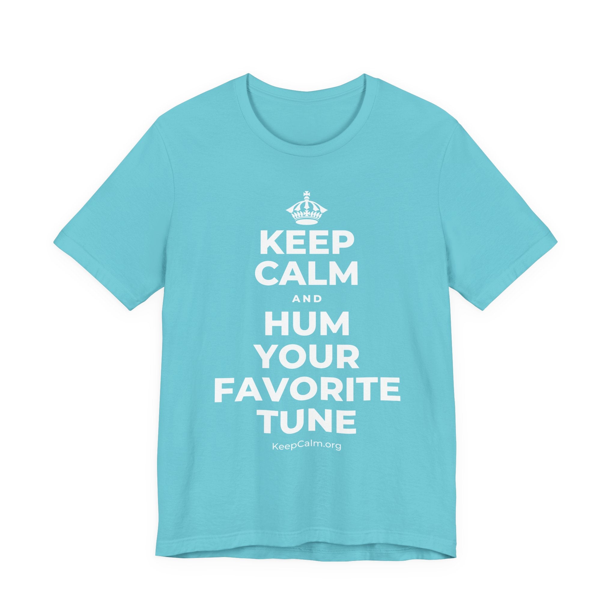 KEEP CALM AND HUM YOUR FAVORITE TUNE T-Shirt (Soft Cream–Heather Mauve)