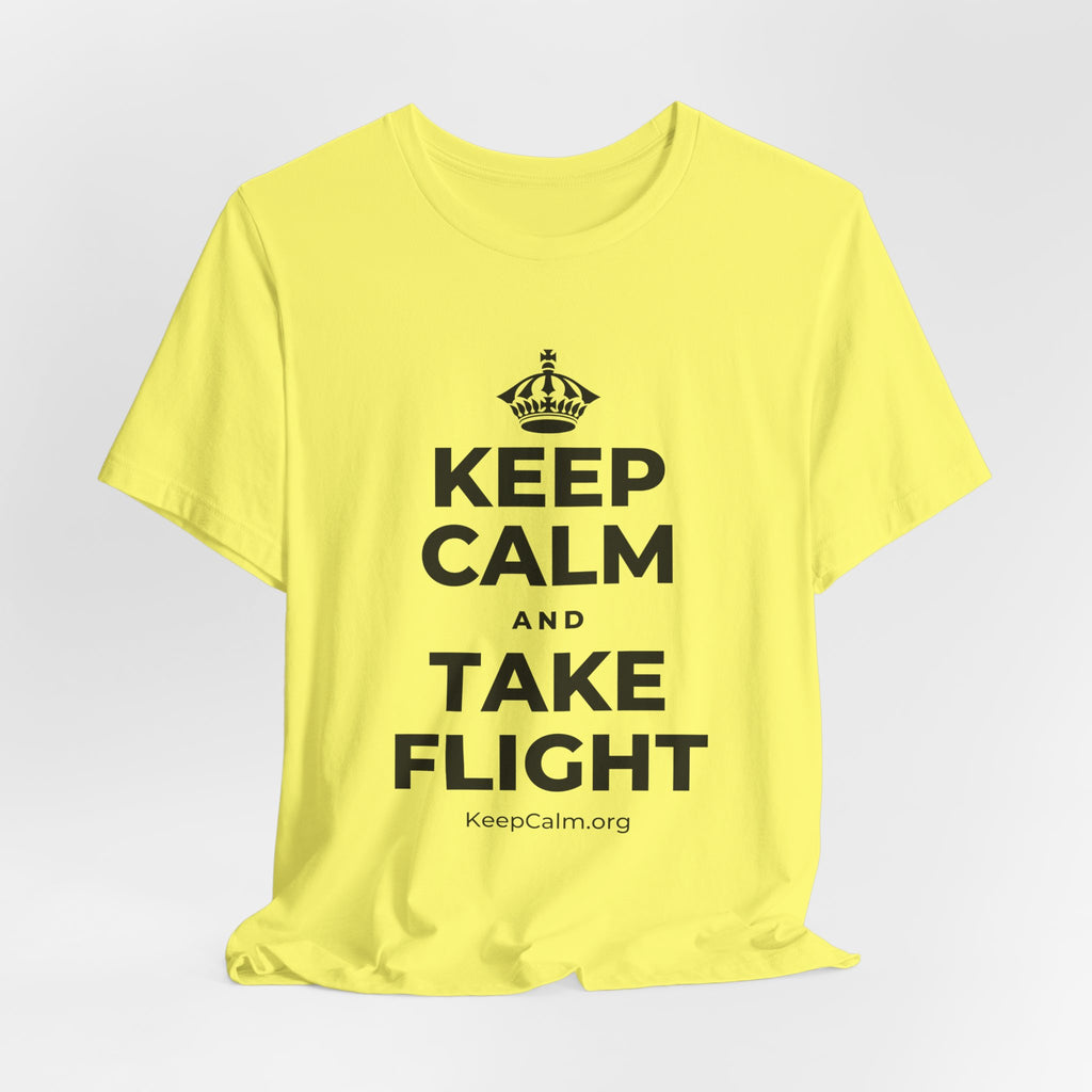 KEEP CALM AND TAKE FLIGHT T-Shirt (Soft Cream–Heather Mauve)