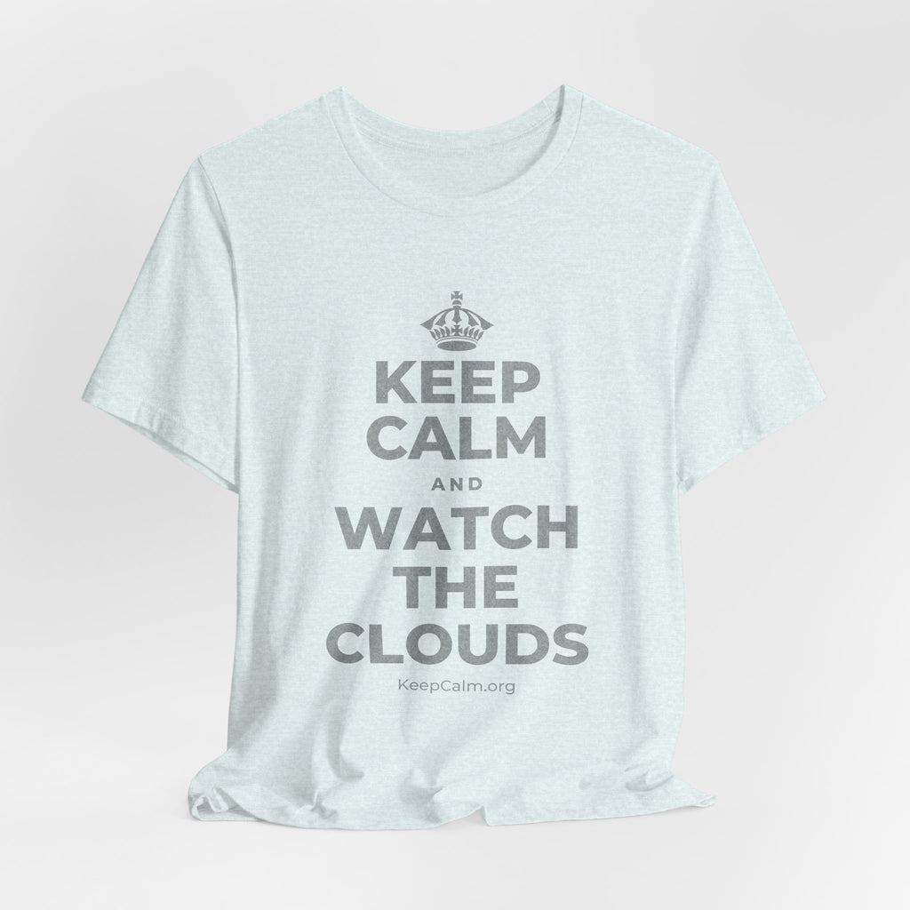 KEEP CALM AND WATCH THE CLOUDS T-Shirt (Soft Cream–Heather Mauve)