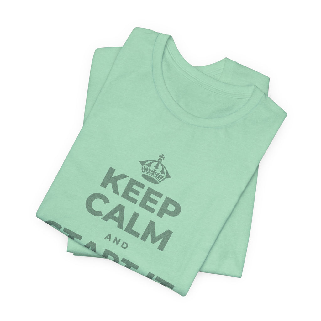 KEEP CALM AND START IT YOURSELF T-Shirt (Baby Blue–Silver)