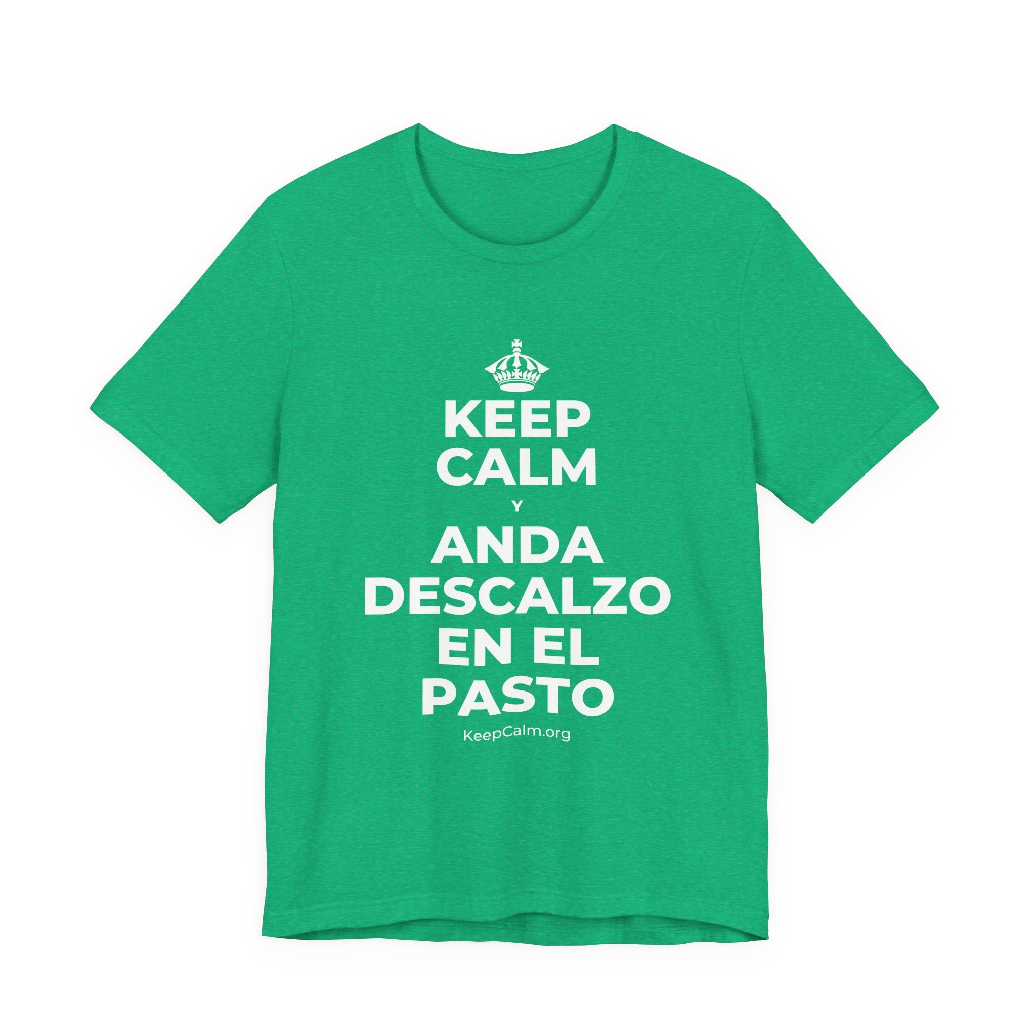 KEEP CALM Y ANDA DESCALZO EN EL PASTO T-Shirt (Baby Blue–Silver)