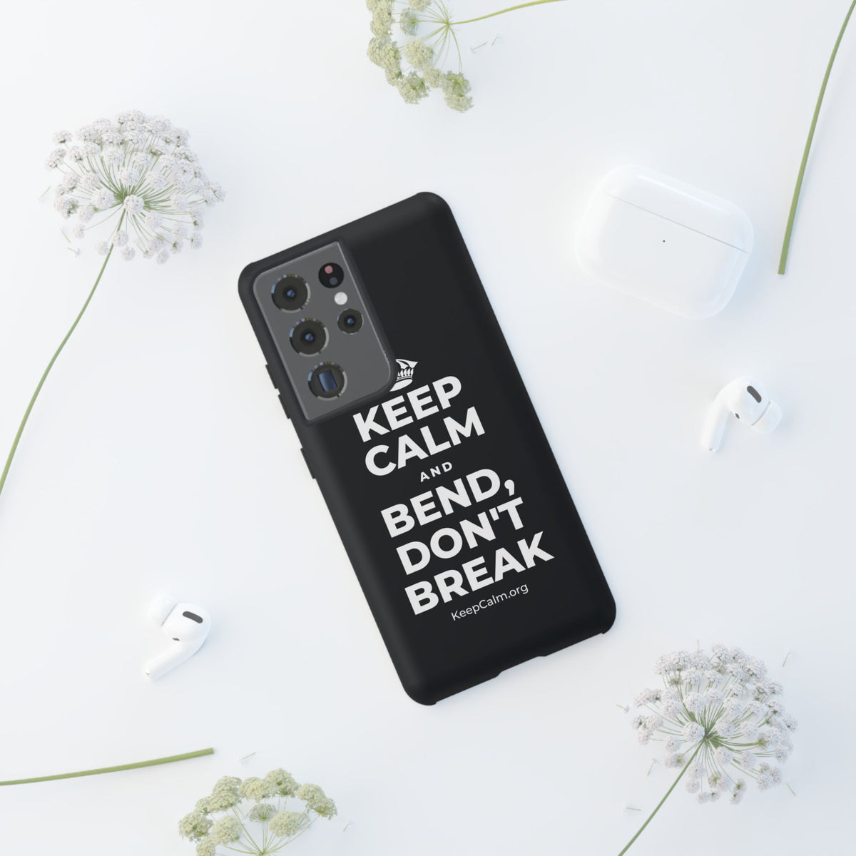 KEEP CALM AND BEND, DON'T BREAK Phone Case (Dark)