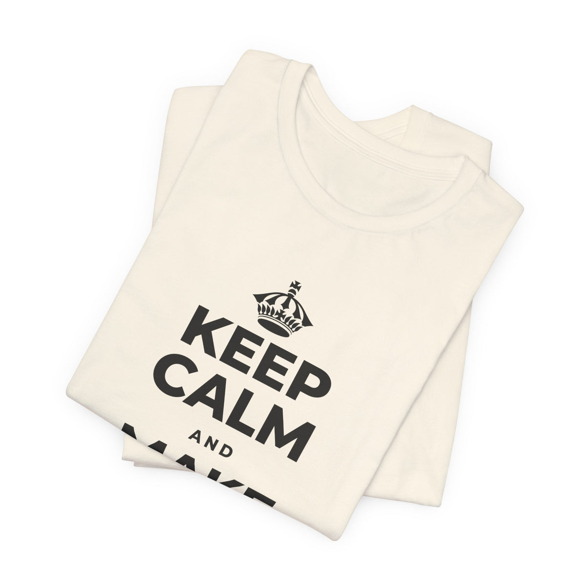 KEEP CALM AND MAKE SUNO MUSIC T-Shirt (White–Asphalt)