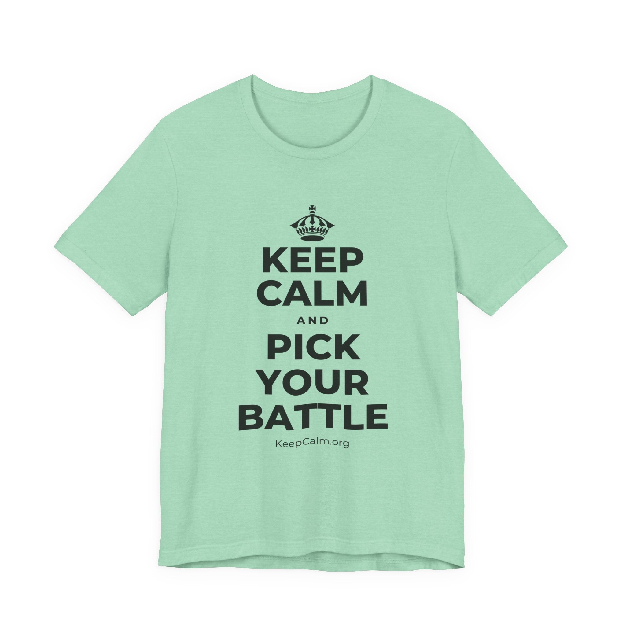 KEEP CALM AND PICK YOUR BATTLE T-Shirt (Baby Blue–Silver)