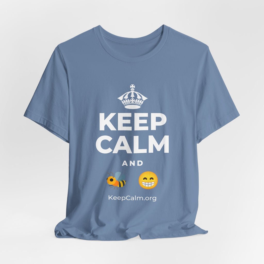KEEP CALM AND BEE HAPPY T-Shirt (Soft Cream–Heather Mauve)