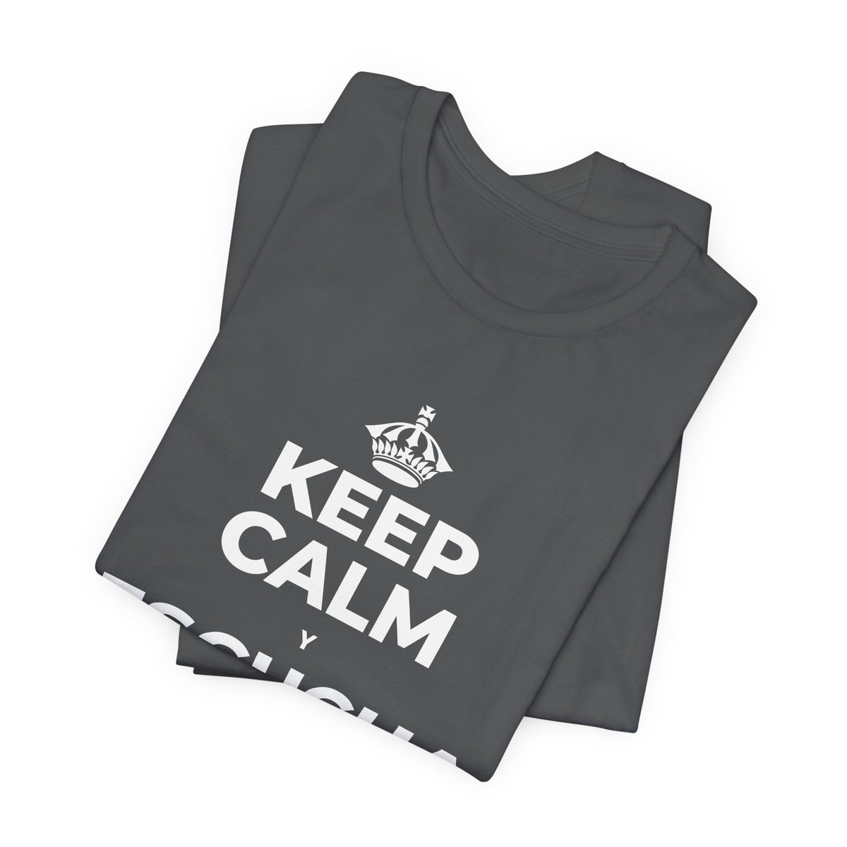 KEEP CALM Y ESCUCHA LA LLUVIA T-Shirt (White–Asphalt)