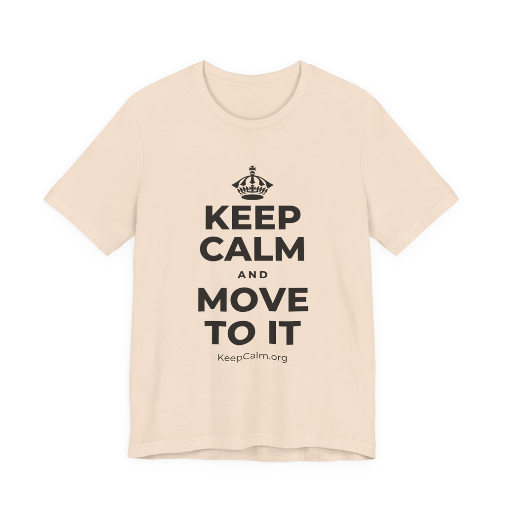 KEEP CALM AND MOVE TO IT T-Shirt (Soft Cream–Heather Mauve)