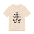 KEEP CALM AND MOVE TO IT T-Shirt (Soft Cream–Heather Mauve)