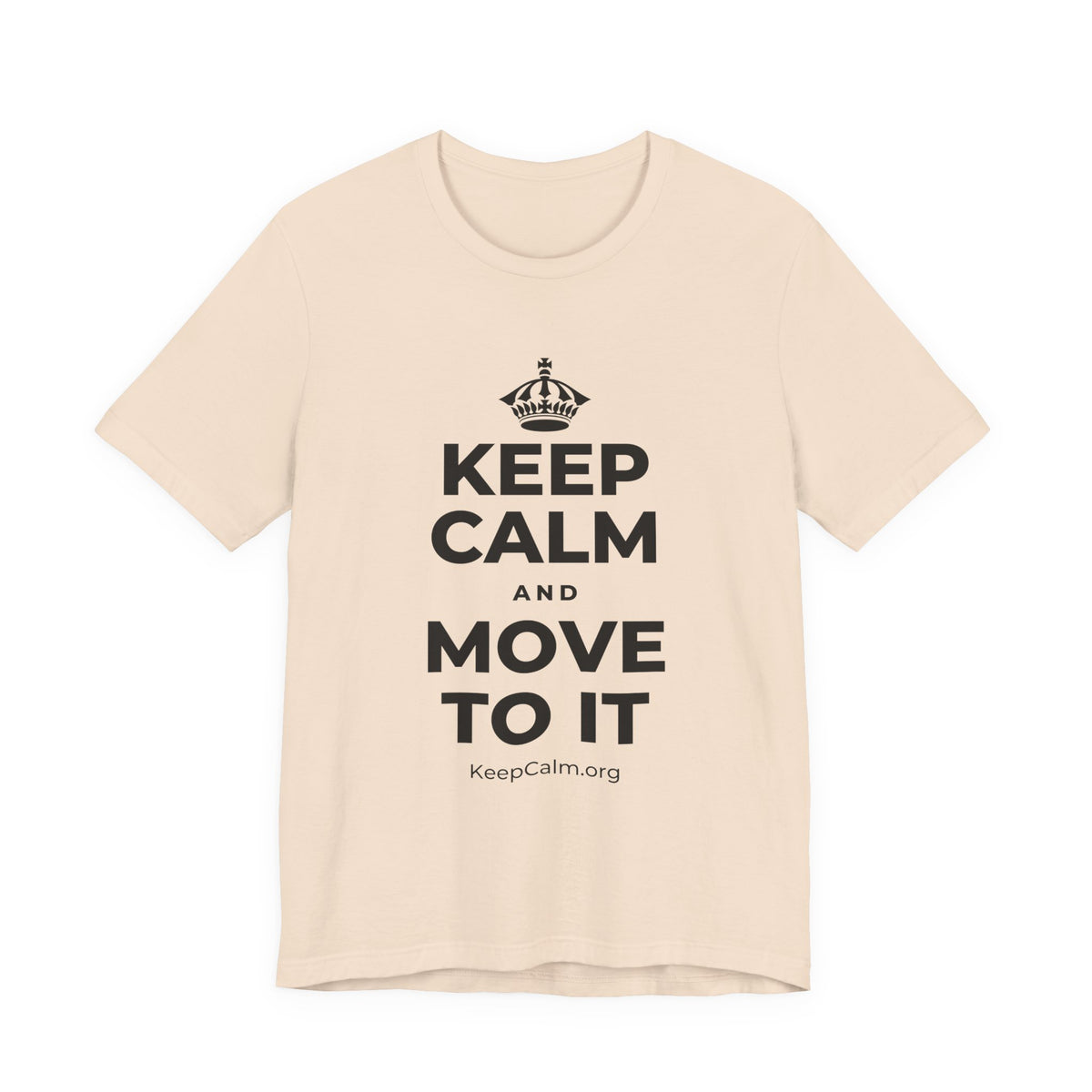 KEEP CALM AND MOVE TO IT T-Shirt (Soft Cream–Heather Mauve)