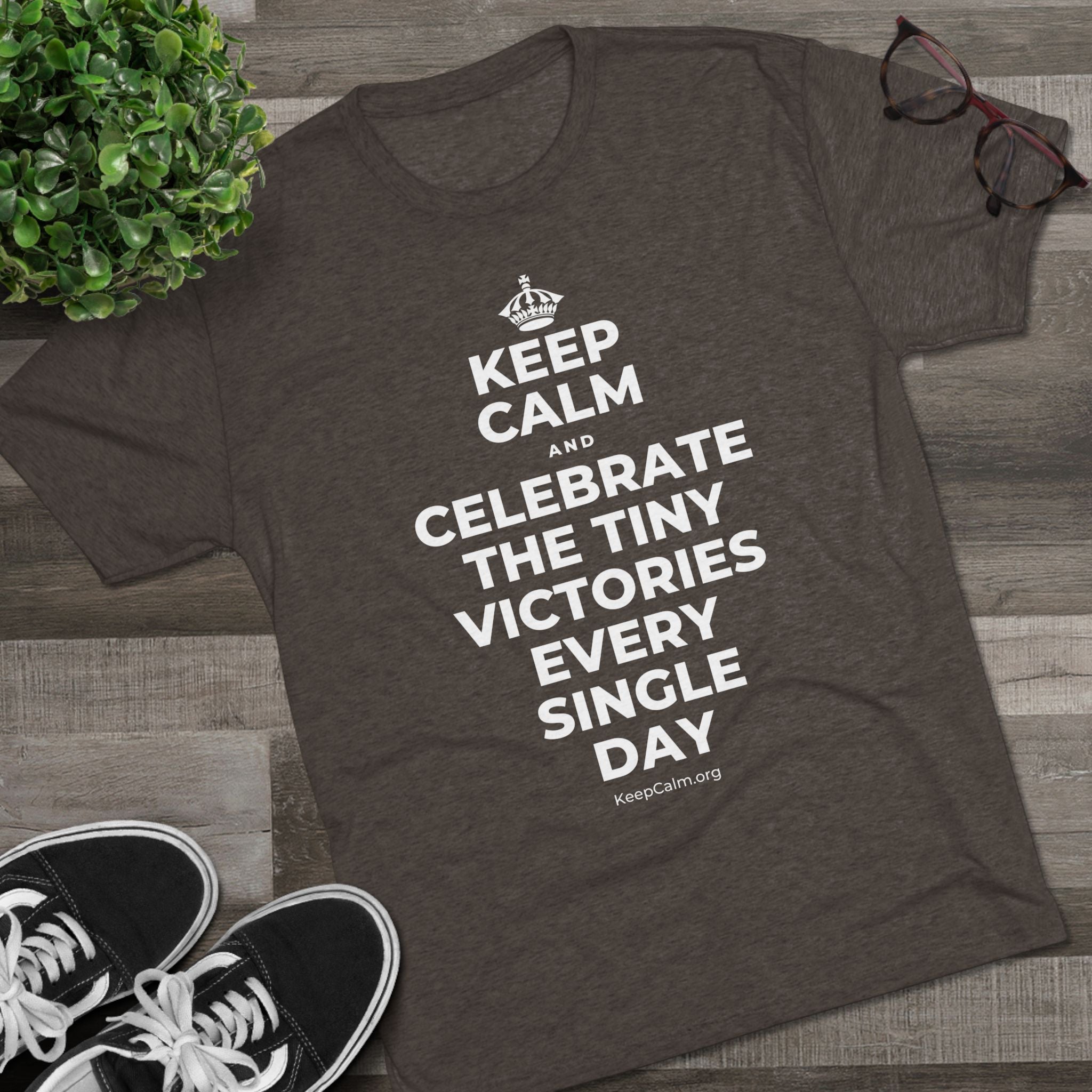 KEEP CALM AND CELEBRATE THE TINY VICTORIES EVERY SINGLE DAY Tri-Blend Tee