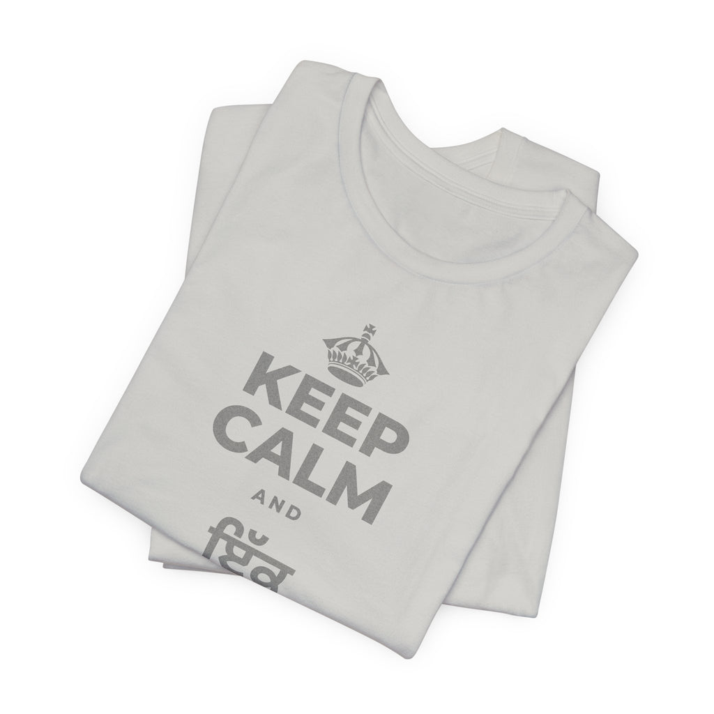 KEEP CALM AND ਇੱਕ ਬੀਜ ਬੀਜੋ T-Shirt (Baby Blue–Silver)