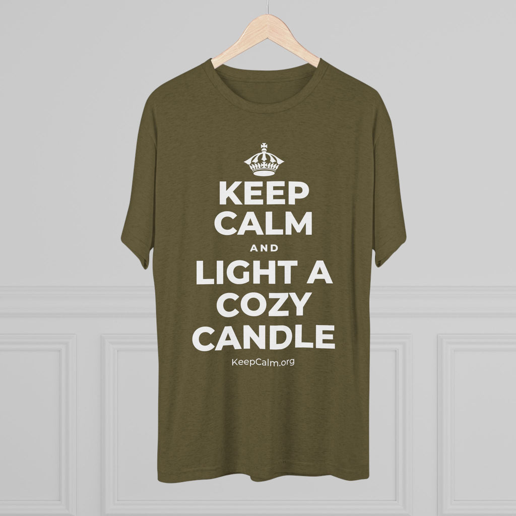 KEEP CALM AND LIGHT A COZY CANDLE Tri-Blend Tee