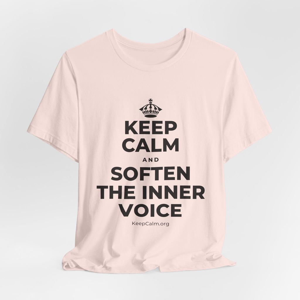 KEEP CALM AND SOFTEN THE INNER VOICE T-Shirt (Soft Cream–Heather Mauve)